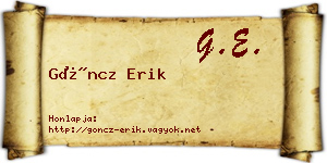 Göncz Erik névjegykártya